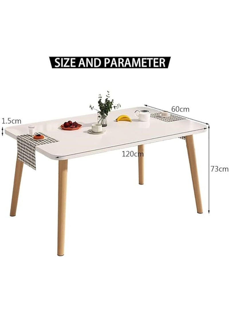 طاولة الطعام الحديثة ، طاولة المطبخ الخشبية المستطيلة مكتب القهوة مع الساقين الصلبة ، طاولة الإفطار البسيطة مكتب الاجتماعات لغرفة الطعام المنزلية مكتب غرفة المعيشة (مستطيل ، 120 * 60 سم) - Image 3
