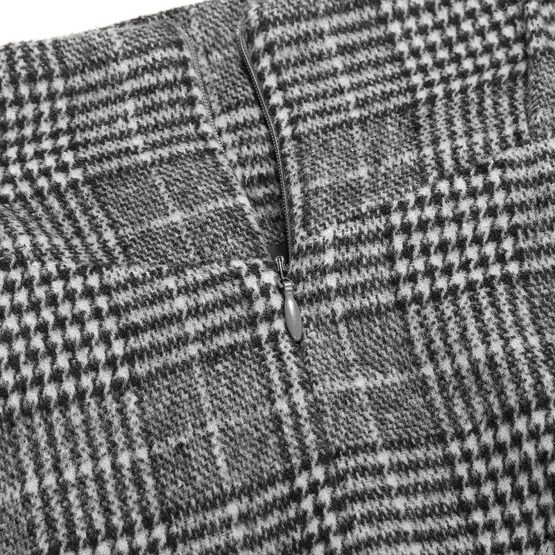 IDEALSANXUN Plaid Skirts for Women Fall Winter High Waisted A Line Wool Tartan Long Pleated Maxi Skirt, Plaid Grid Black, M - Image 5