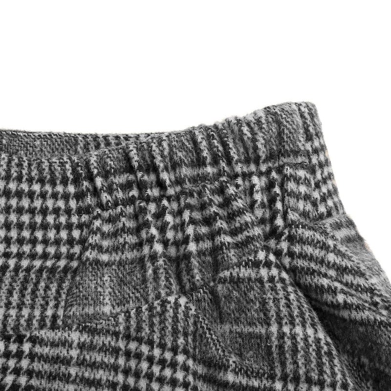 IDEALSANXUN Plaid Skirts for Women Fall Winter High Waisted A Line Wool Tartan Long Pleated Maxi Skirt, Plaid Grid Black, M - Image 4