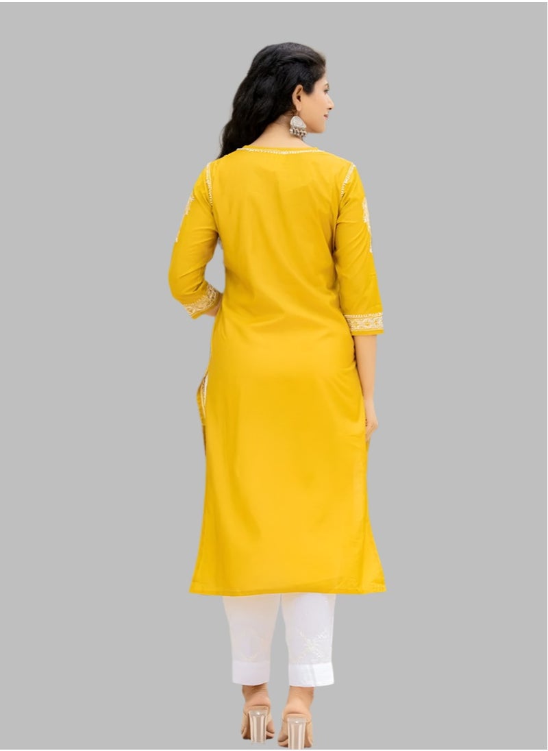 Mustard Lucknowi Chikankari Cotton Kurta Pant Set - pzsku/ZB2F8E8005BF74F24F895Z/45/1741342630/b89efbb6-f5da-4430-996c-96f31e4a73ba