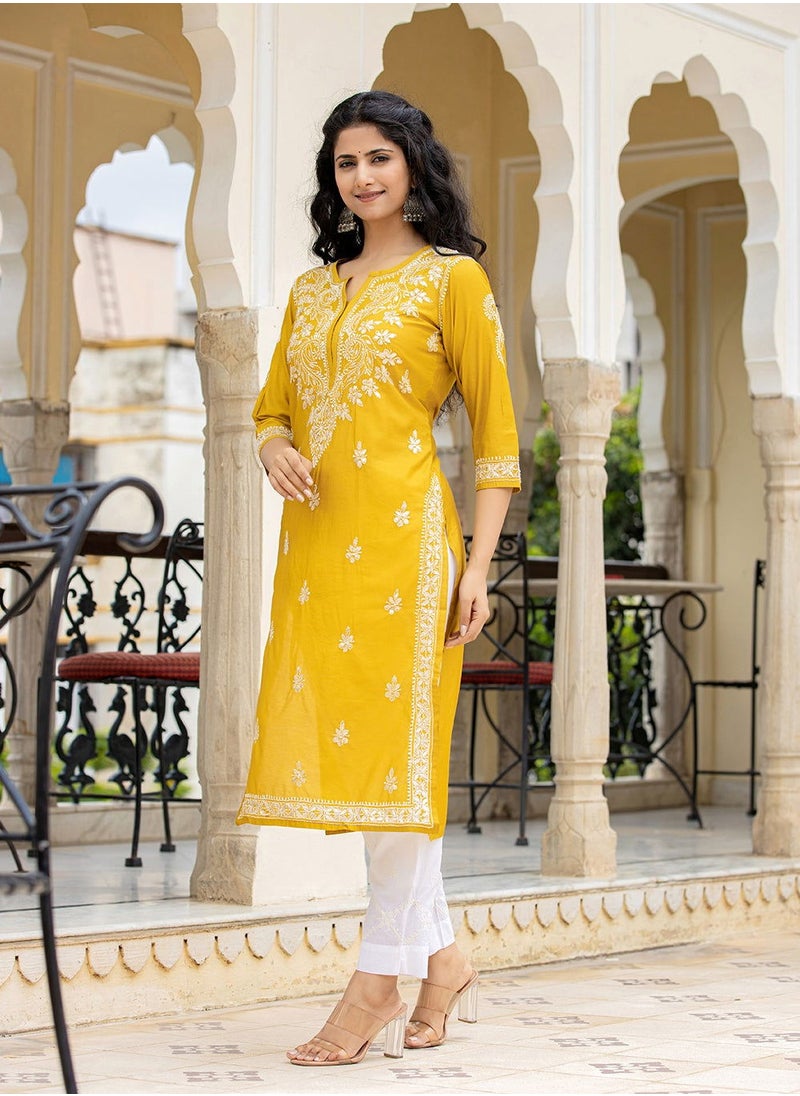 Mustard Lucknowi Chikankari Cotton Kurta Pant Set - pzsku/ZB2F8E8005BF74F24F895Z/45/_/1739186288/d31203e3-abf5-4481-b251-f64b82155c61