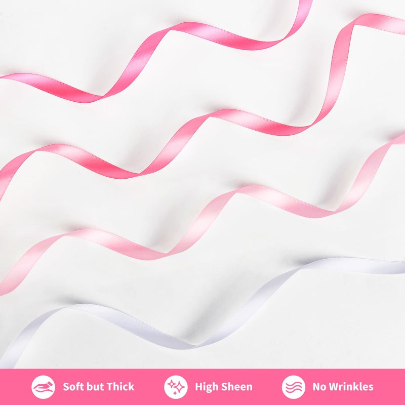 Mauproy 3/8 Inch Pink Satin Ribbon  4 Rolls Total 40 Yards  Double Faced Mixed Pink Thin Ribbon For Gift Wrapping  Flower Bouquets  Crafts  Wedding Christmas Decorations - Image 3