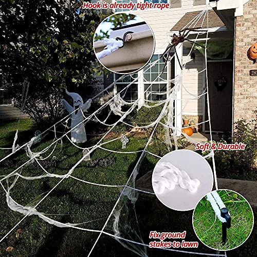 OCATO 200" Halloween Spider Web + 59" Giant Spider Decorations Fake Spiders with Triangular Huge Spiders Web for Indoor Outdoor Halloween Decorations Yard Home Costumes Parties Haunted House Décor - Image 4