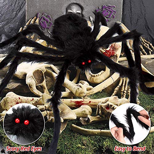 OCATO 200" Halloween Spider Web + 59" Giant Spider Decorations Fake Spiders with Triangular Huge Spiders Web for Indoor Outdoor Halloween Decorations Yard Home Costumes Parties Haunted House Décor - Image 2