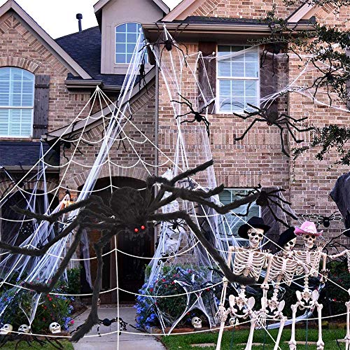 OCATO 200" Halloween Spider Web + 59" Giant Spider Decorations Fake Spiders with Triangular Huge Spiders Web for Indoor Outdoor Halloween Decorations Yard Home Costumes Parties Haunted House Décor - Image 5