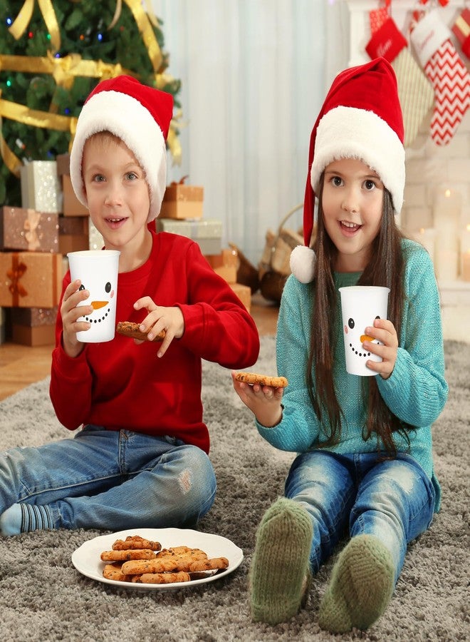 Whaline 50Pcs Winter Snowman Disposable Paper Cups Cute Snowman White Paper Cups Winter Xmas Party Cups for Juice Office Hot Cold Beverage Drinks Seasonal Holiday Party Supplies, 9oz - Image 3