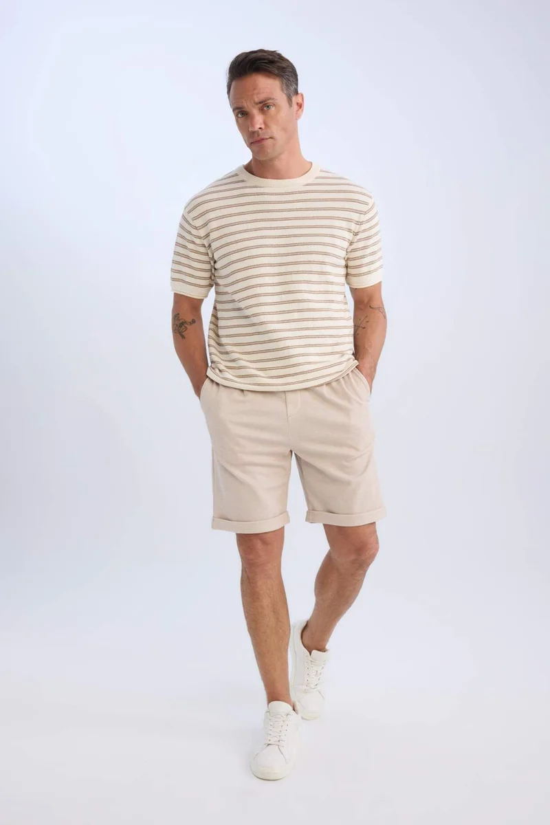DeFacto Waist Tie Pique Bermuda Shorts