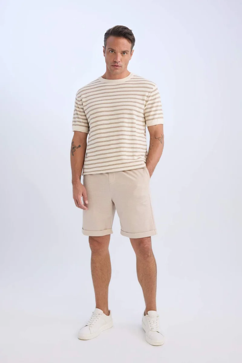 DeFacto Waist Tie Pique Bermuda Shorts
