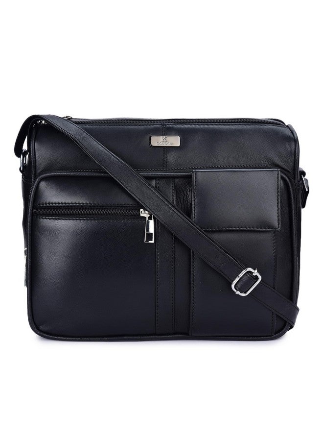 حقيبة كتف جلدية سوداء للنساء من K London - حقيبة بحزام واحد قابل للتعديل (KL_189_Black) - Image 1