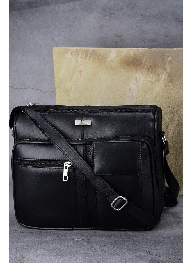 حقيبة كتف جلدية سوداء للنساء من K London - حقيبة بحزام واحد قابل للتعديل (KL_189_Black) - Image 4