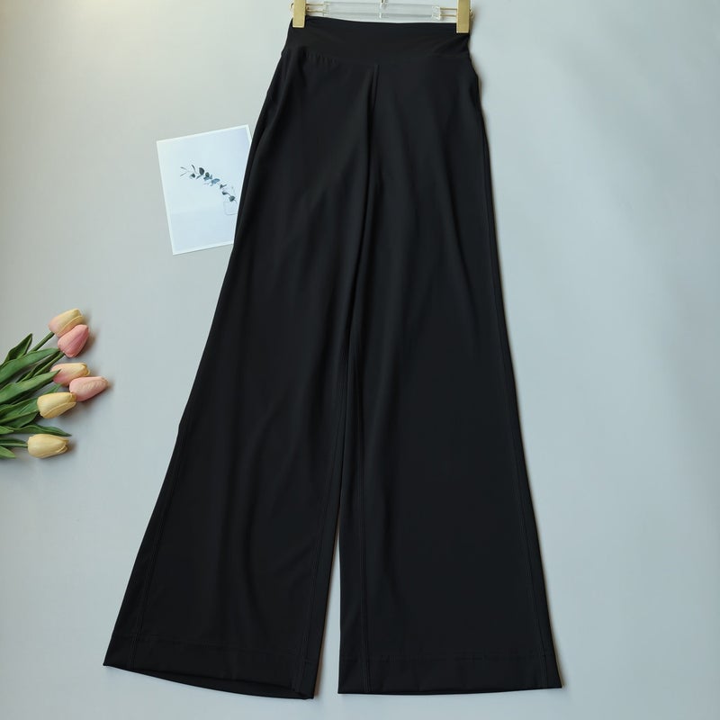 Qi Ta Women's High Waist Wide Leg Yoga Pants Quick Dry Running Training Lounge Pants - Image 1