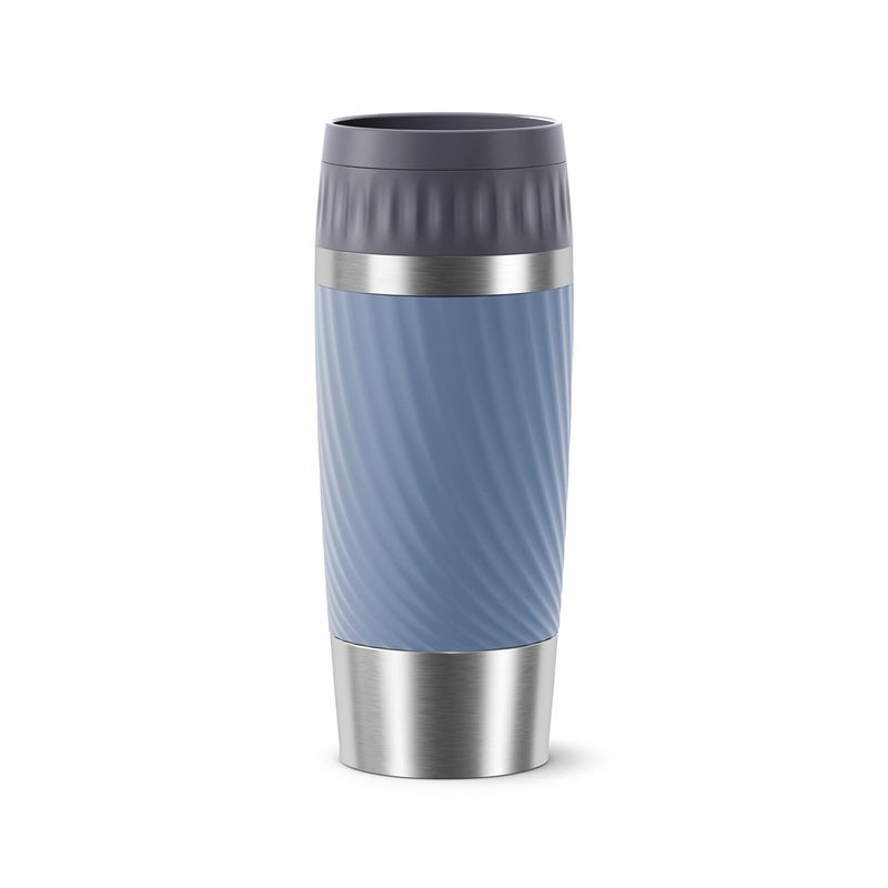 Emsa Easy Twist Travel Mug Stainless Steel Plastic Silicone AquaBlue 360 ml