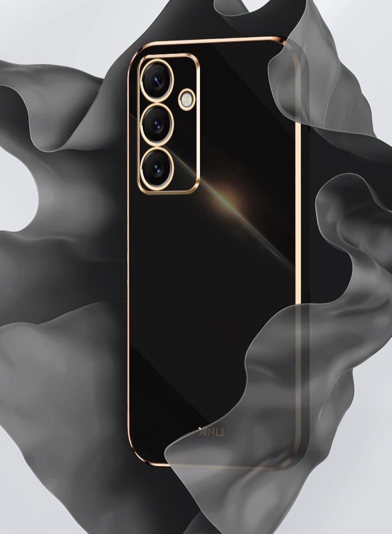 ICARLUS For Samsung Galaxy S24 FE 5G Case Glossy Electroplating TPU Protective Cover Gold-Black - Image 2