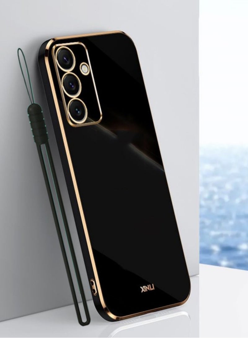 ICARLUS For Samsung Galaxy S24 FE 5G Case Glossy Electroplating TPU Protective Cover Gold-Black - Image 1