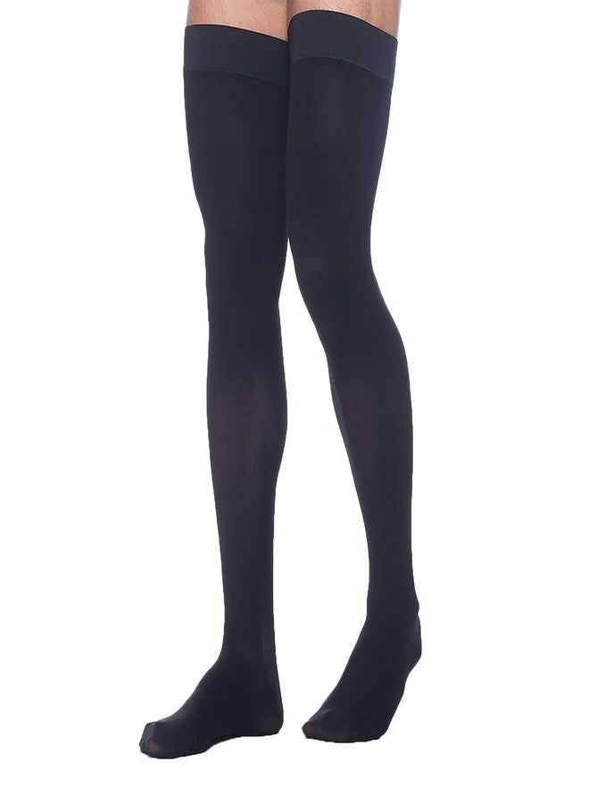 Sigvaris Dynaven 971 15-20 Men's Closed Toe Thigh High Compression Stockings w/Grip Top Black SL - Image 1