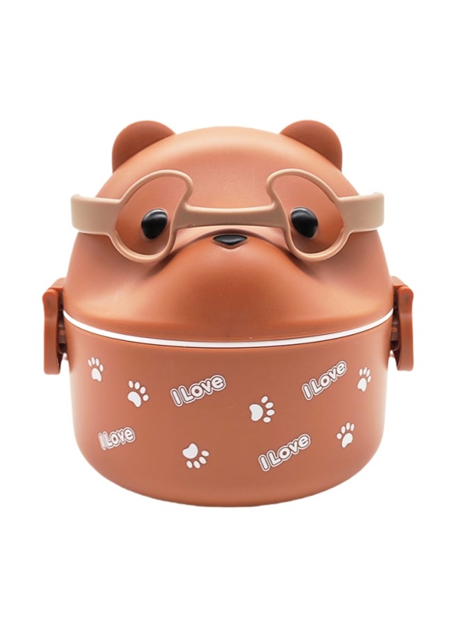 Noon East Bento Lunch Box, Reusable, Leakproof Food Container for School, work or Camping - Orange Cartoon Bear  - Image 1