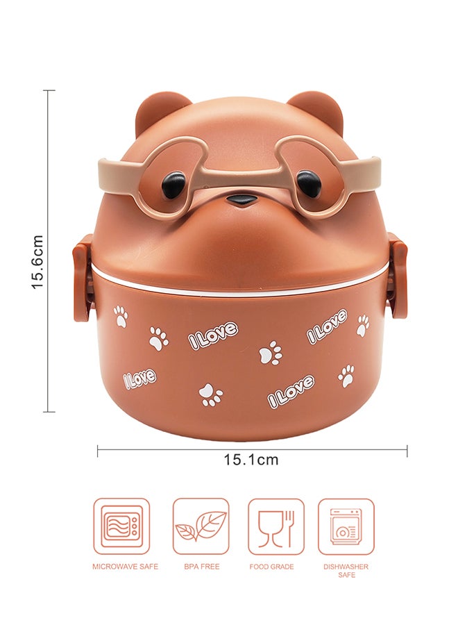 Noon East Bento Lunch Box, Reusable, Leakproof Food Container for School, work or Camping - Orange Cartoon Bear  - Image 2
