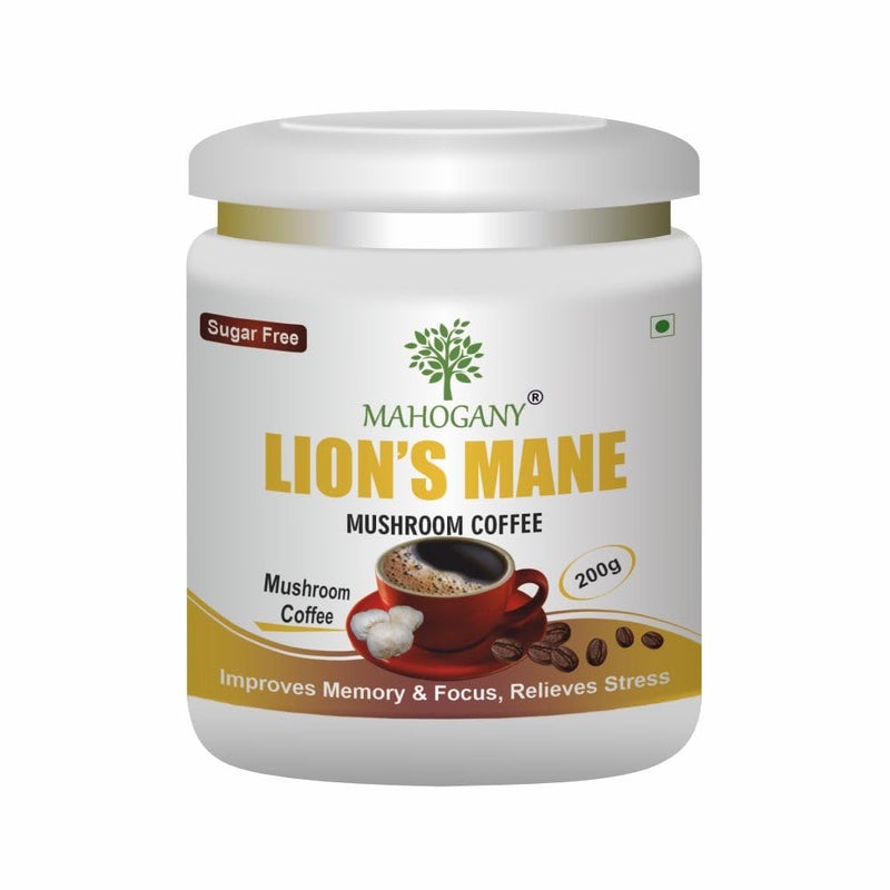 Mahogany Lion's Mane Mushroom Mix Coffee 200g- Improves Memory and Focus, Relieves Stress - Image 1