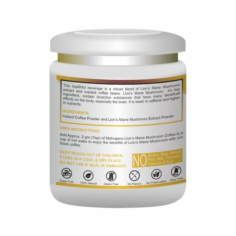 Mahogany Lion's Mane Mushroom Mix Coffee 200g- Improves Memory and Focus, Relieves Stress - Image 2