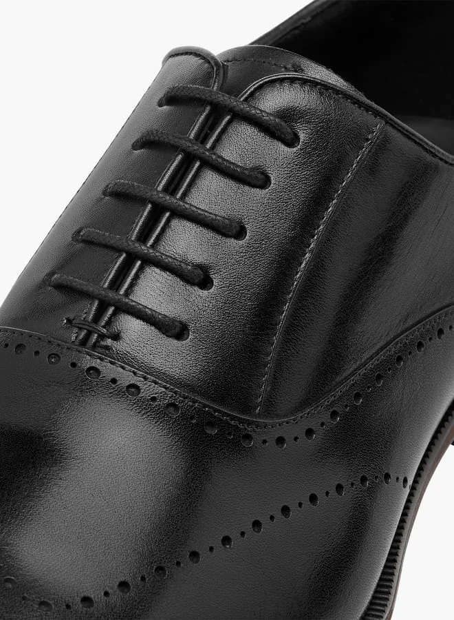 DUCHINI Men's Perforated Detail Lace-Up Oxford Shoes