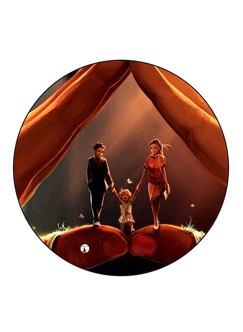 Family Printed Mouse Pad Round  Multicolour