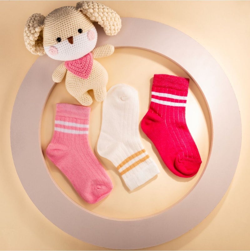 Novibaby 9-Pack Cotton Kids College Socks Baby Unisex Girls Women Boys School Socks, White Black Pink  - Image 2