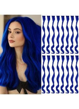 16 Pcs Colored Hair Extensions Curly Wavy Clip in Synthetic Hairpiece Streak for Girls Women Kid, Multi-colors Party Highlights (Blue) - pzsku/ZB2F95EAC28D7D317C38AZ/45/_/1681954433/75a074ee-3139-4432-9e37-1f973add0a46