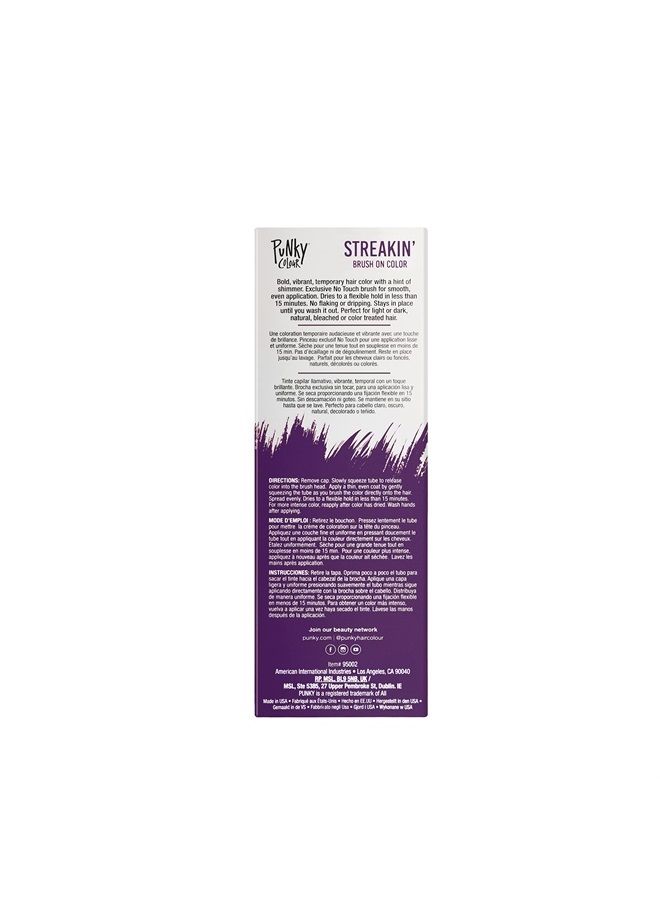 Punky Colour Streakin' Brush on Color Orchid, Temporary Hair Color Creme, Instant, DIY Hairstyle, Vibrant, Soft Hold, Men Women Kids, Easy-Squeeze Tube, 1.2 fl oz - Image 3