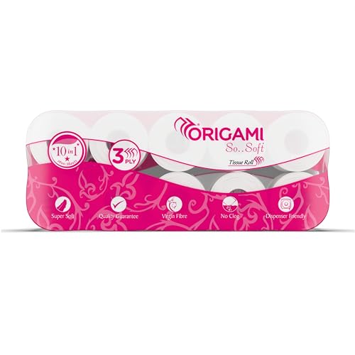 Origami So Soft 3 Ply 10 in 1 Toilet Tissue Paper | Ultra Absorbent with No Clog & Easy Flush Feature | Gentle on Skin (160 Pulls Total 1600 Sheets) - Image 1