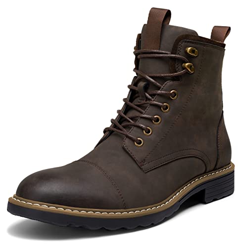 Vostey Mens Boots Motorcycle Casual Boots for Men Zipper Fashion Chukka Boots Mens(BMY8033A Darkbrown 09.5) - Image 1