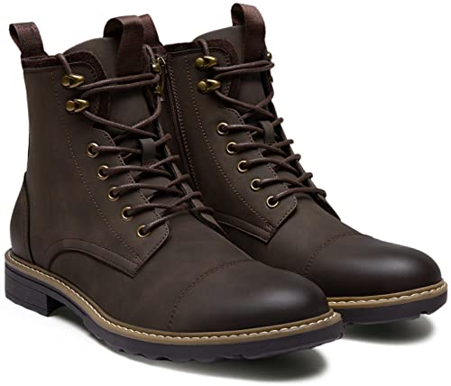 Vostey Mens Boots Motorcycle Casual Boots for Men Zipper Fashion Chukka Boots Mens(BMY8033A Darkbrown 09.5) - Image 3