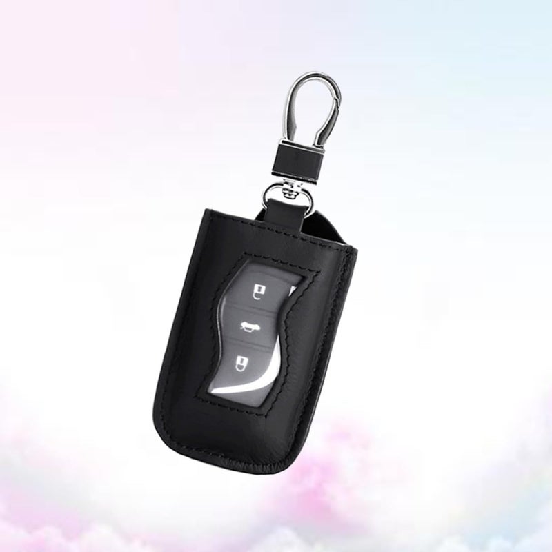 OUNONA Leather Car Key Storage Pouch Zipper Window Design for Men and Women Retro Style Key Bag for Easy Access and Black - Image 5