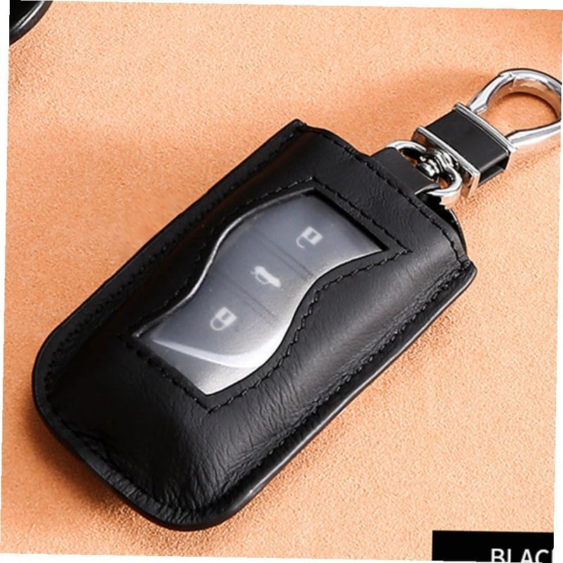 OUNONA Leather Car Key Storage Pouch Zipper Window Design for Men and Women Retro Style Key Bag for Easy Access and Black - Image 2