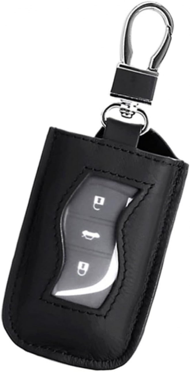 OUNONA Leather Car Key Storage Pouch Zipper Window Design for Men and Women Retro Style Key Bag for Easy Access and Black - Image 1
