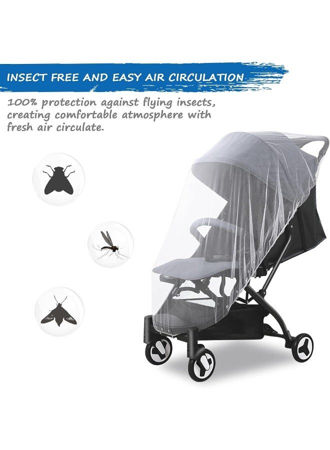 Coldwind Mosquito Net for Stroller(2 Pack), Baby Mosquito Net Bug Net for Car Seat, Bassinets, Cradles, Playard, Pack N Plays and Portable Mini Crib, Baby Insect Netting, White - Image 5