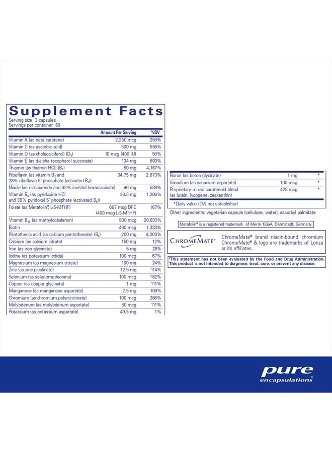 Pure Encapsulations مغذيات 950 | مكمل متعدد الفيتامينات والمعادن لدعم الوظائف الفسيولوجية ونمط حياة صحي* | 180 كبسولة - Image 2