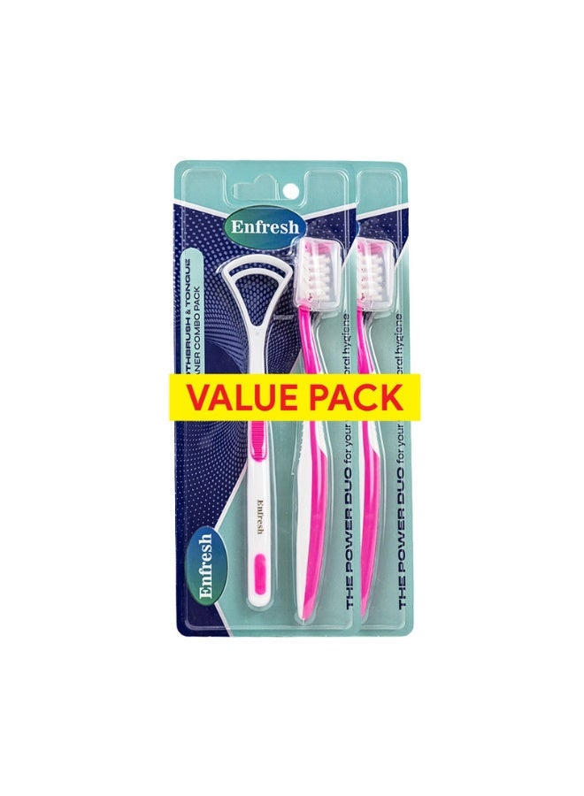 Enfresh Tongue Cleaner W/Toothbrush x 2 Value Pack - Image 2