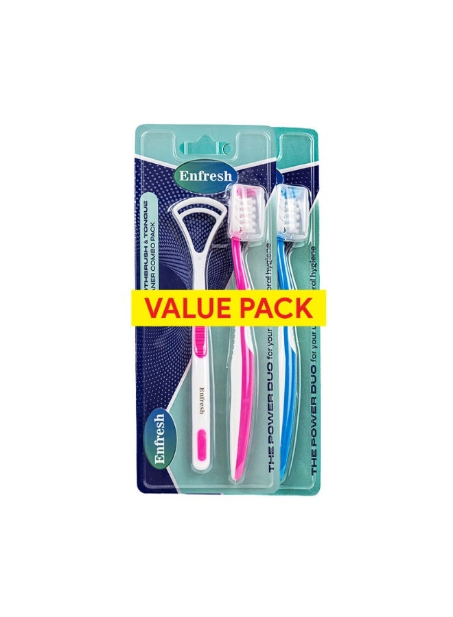 Enfresh Tongue Cleaner W/Toothbrush x 2 Value Pack - Image 1