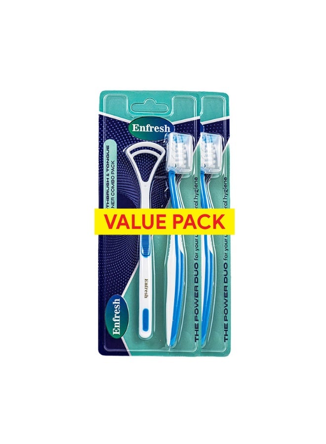 Enfresh Tongue Cleaner W/Toothbrush x 2 Value Pack - Image 3