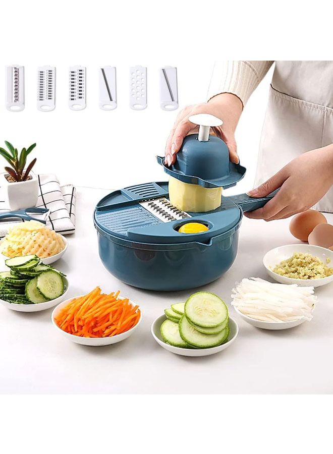 HOMESTAR 12 in 1 Leachable Vegetable Chopper with 7 Blades, Multifunctional Food Adjustable Thickness, Kitchen Mandolines Slicer Dicer Cutter for Ginger, Potatoes, Carrots, etc - Image 1