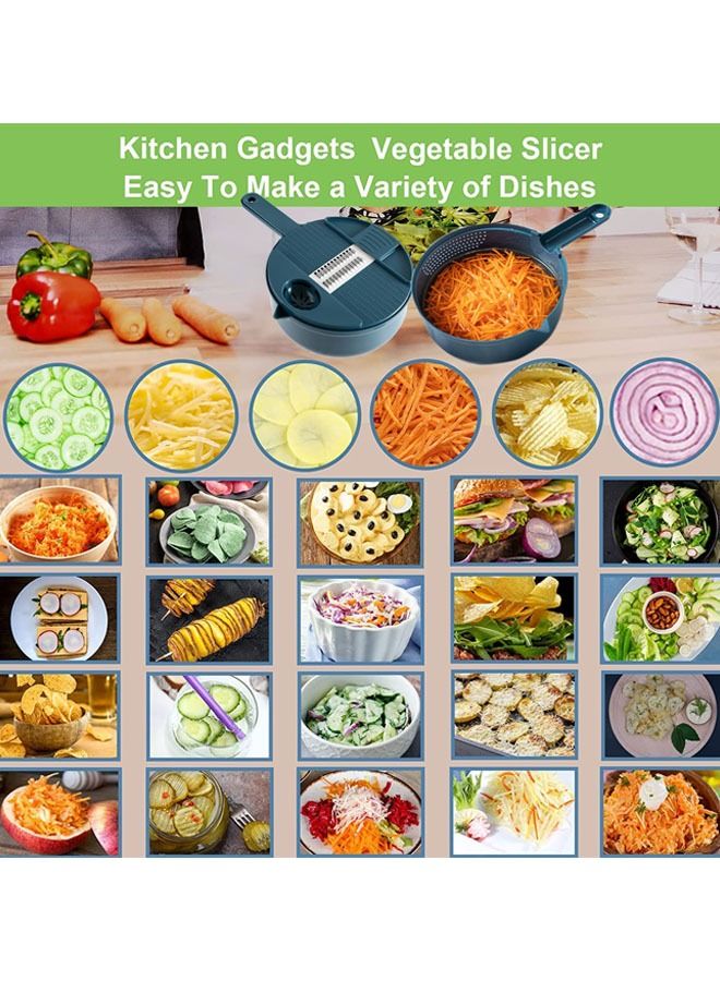 HOMESTAR 12 in 1 Leachable Vegetable Chopper with 7 Blades, Multifunctional Food Adjustable Thickness, Kitchen Mandolines Slicer Dicer Cutter for Ginger, Potatoes, Carrots, etc - Image 2