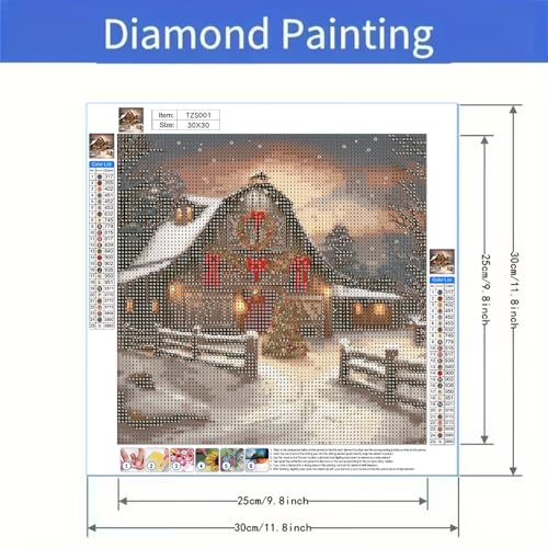 BOHADIY Christmas Night Diamond Painting Kits for Adults, 5D Snowy Winter Diamond Art Kits for Adults Beginner, DIY Full Drill Farm House Diamonds Paintings Gem Art and Crafts Kit Home Decor 12x12inch - Image 5