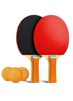 MAGIC VAULT Table Tennis Bats Set – Wooden Ping Pong Racket Set with 2 Table Tennis Bats & 3 Balls, Ideal for Indoor/Outdoor Practice & Competitions, Ergonomic Handle, High-Quality Rubber for Speed & Contr  - Image 1