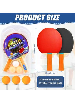 MAGIC VAULT Table Tennis Bats Set – Wooden Ping Pong Racket Set with 2 Table Tennis Bats & 3 Balls, Ideal for Indoor/Outdoor Practice & Competitions, Ergonomic Handle, High-Quality Rubber for Speed & Contr  - Image 2