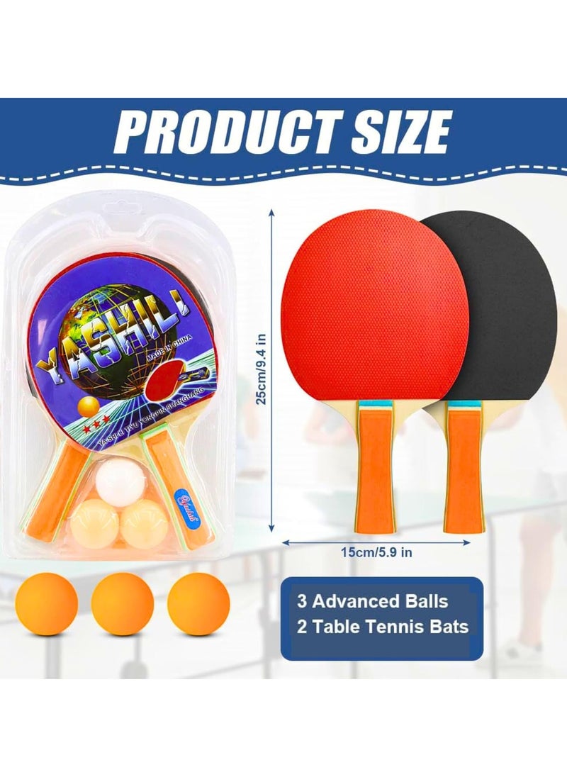 MAGIC VAULT Table Tennis Bats Set – Wooden Ping Pong Racket Set with 2 Table Tennis Bats & 3 Balls, Ideal for Indoor/Outdoor Practice & Competitions, Ergonomic Handle, High-Quality Rubber for Speed & Contr  - Image 2