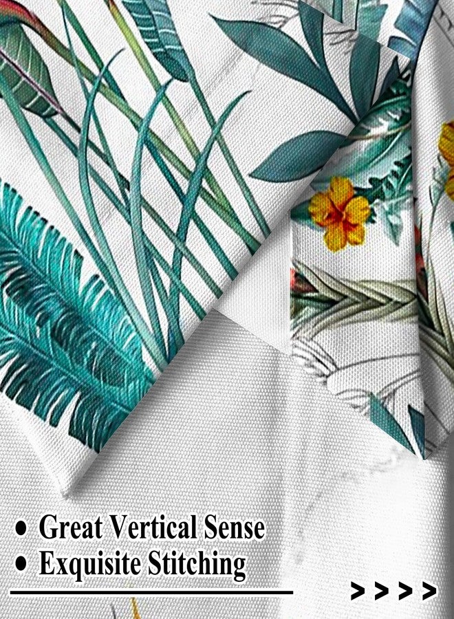 Renaiss 26 x 36 Inch Tropical Plants Kitchen Window Curtains Over Sink Rainforest Palm Trees Flowers Birds Small Window Treatment Curtains Linen Cafe Short Curtains for Bathroom Tier Drapes 2 Panels - Image 4