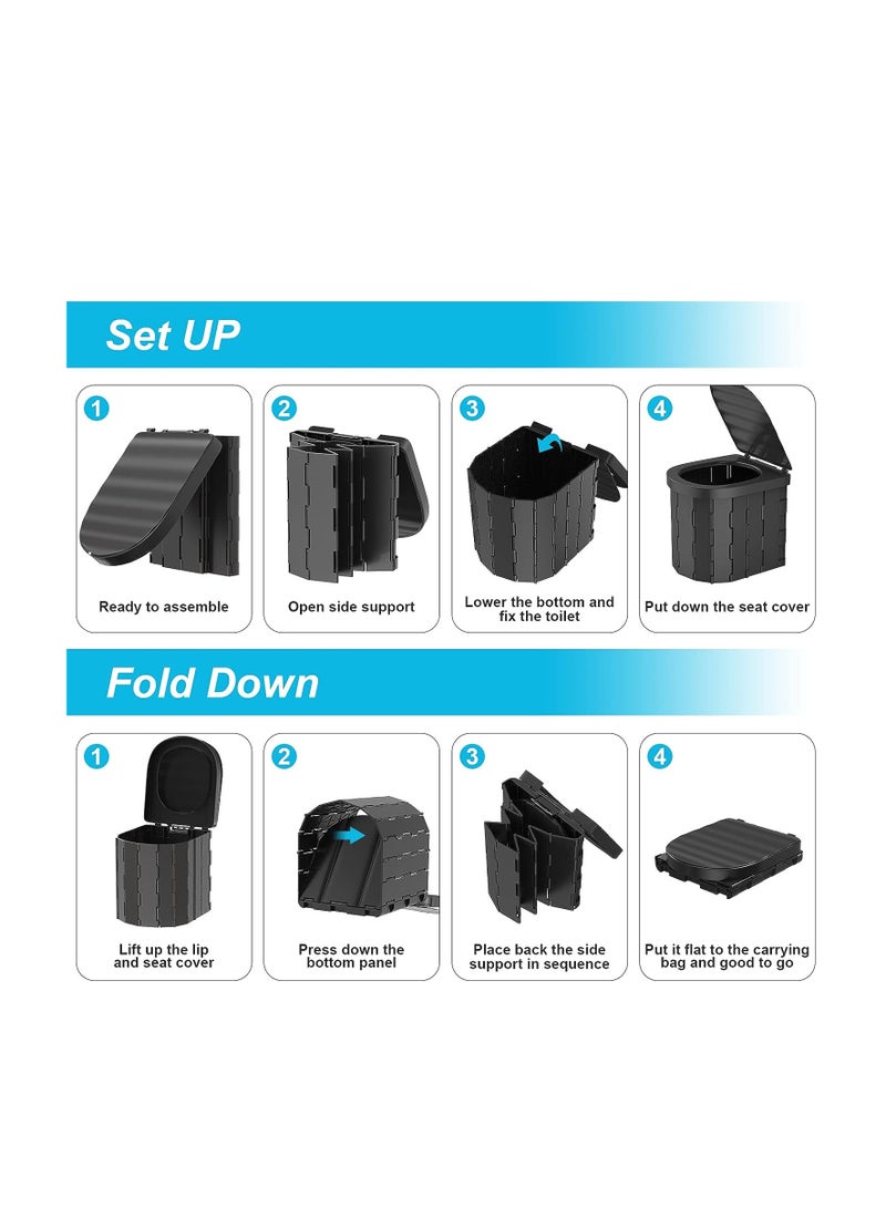 Portable Toilet for Camping, Portable Folding Camping Toilet with Lid, Portable Toilet for Adults, Outdoor Travel Toilet for Hiking, Camping, Boat, Car, Fishing, Beach - Image 5