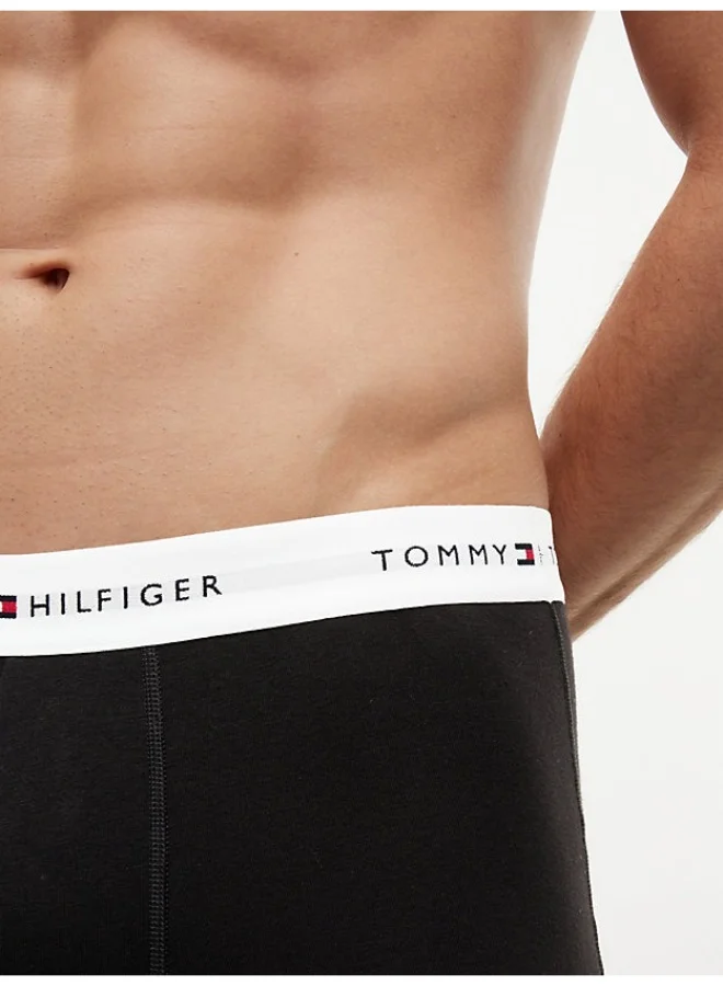 TOMMY HILFIGER Black/Black/Black White Wb 3-Pack Signature Logo Waistband Boxer Briefs for Men | Best Price UAE