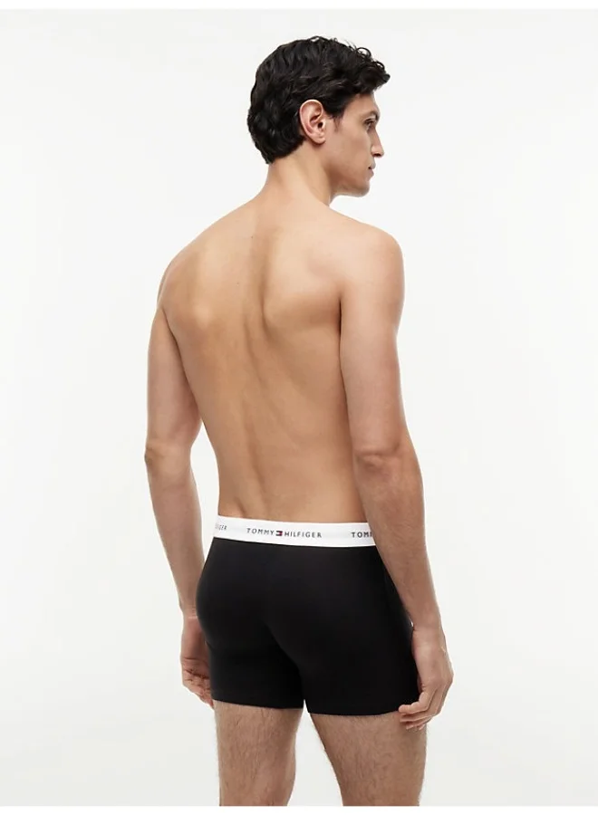 TOMMY HILFIGER Black/Black/Black White Wb 3-Pack Signature Logo Waistband Boxer Briefs for Men | Best Price UAE