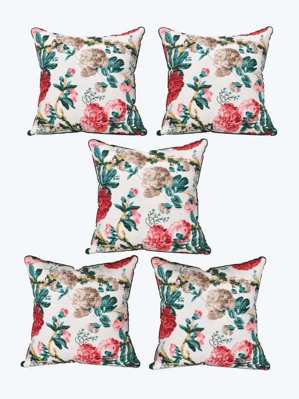 EasyGoods India Premium Cotton Cushion Covers 16x16 Inch | Soft Durable Fabric | Elegant Printed Covers for Sofa & Living Room | Hidden Zipper | Set of 5 - Image 4